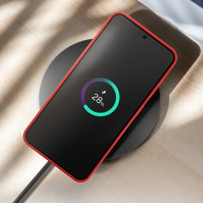 Samsung - Coque Protection Silicone Souple Galaxy S25 Plus - Rouge - Compatible Charge Sans Fil Qi - Design Mat Soft Touch