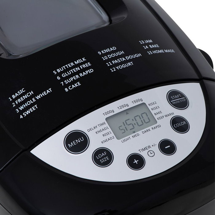 Mesko MS 6022 Panificatrice 850 W, 15 programmes, Noir, Bol amovible, Agitateur double Mesko MS 6022 Panificatrice 850 W, 15 programmes, Noir, Bol amovible, Agitateur double