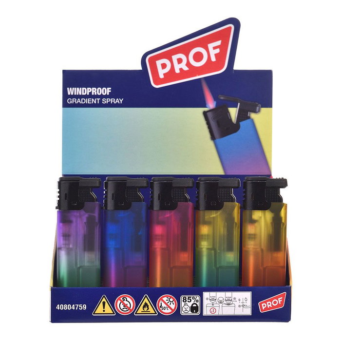 Prof Briquet électronique antivento gradient spray, couleurs assorties Prof Briquet électronique antivento gradient spray, couleurs assorties