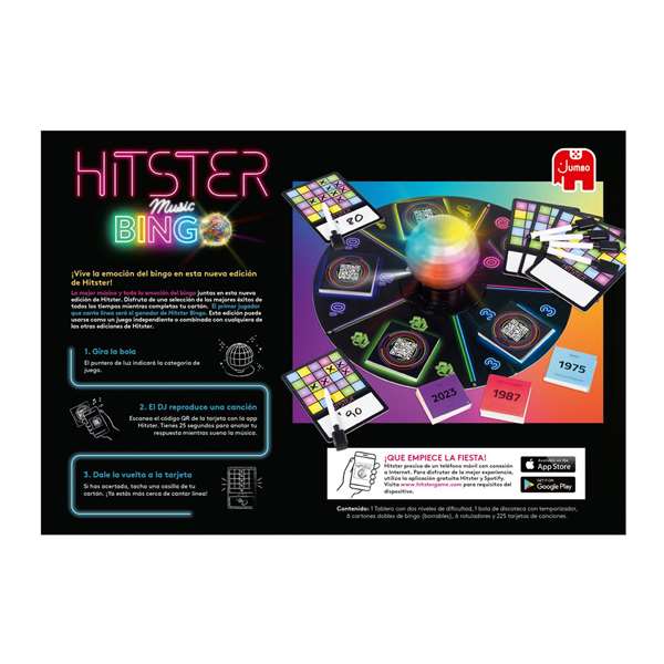 Diset Hitster Bingo - Jeu musical avec cartes, tabliers effaçables et application - Édition espagnole