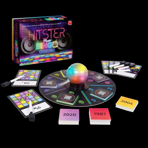 Diset Hitster Bingo - Jeu musical avec cartes, tabliers effaçables et application - Édition espagnole