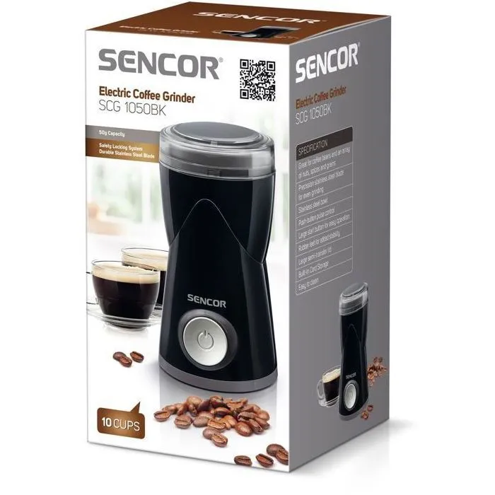 Sencor SCG 1050BK Moulin à café électrique, 50 g, Noir