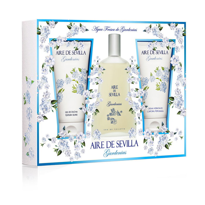 Aire Sevilla Gardénia Eau de Toilette Florale pour Femme, Lot de 3 pcs (150ml + Lait Corporel + Gel Douche)