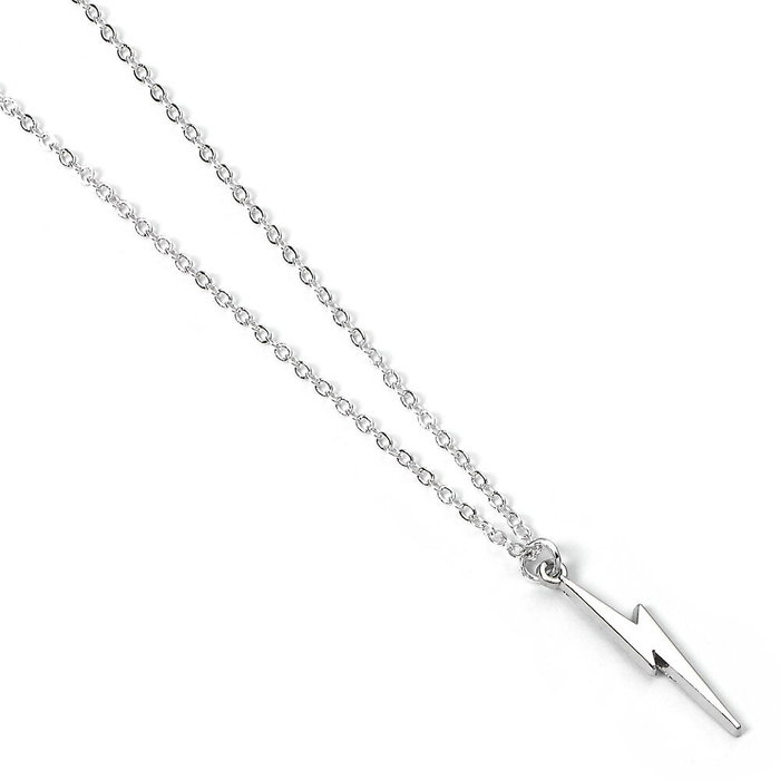THE CARAT SHOP - Pendentif Éclair Harry Potter - Collier en Chaîne Argentée de 40 cm avec Extenseur - Alliage de Zinc