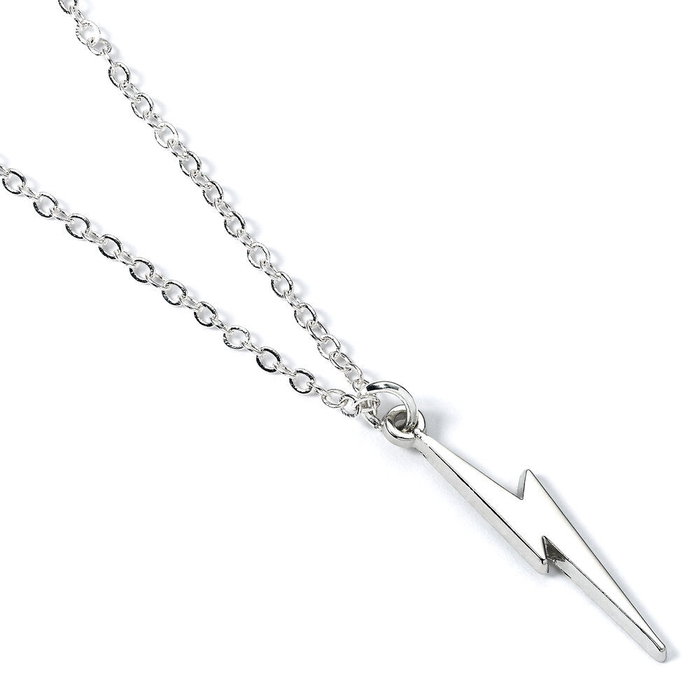THE CARAT SHOP - Pendentif Éclair Harry Potter - Collier en Chaîne Argentée de 40 cm avec Extenseur - Alliage de Zinc