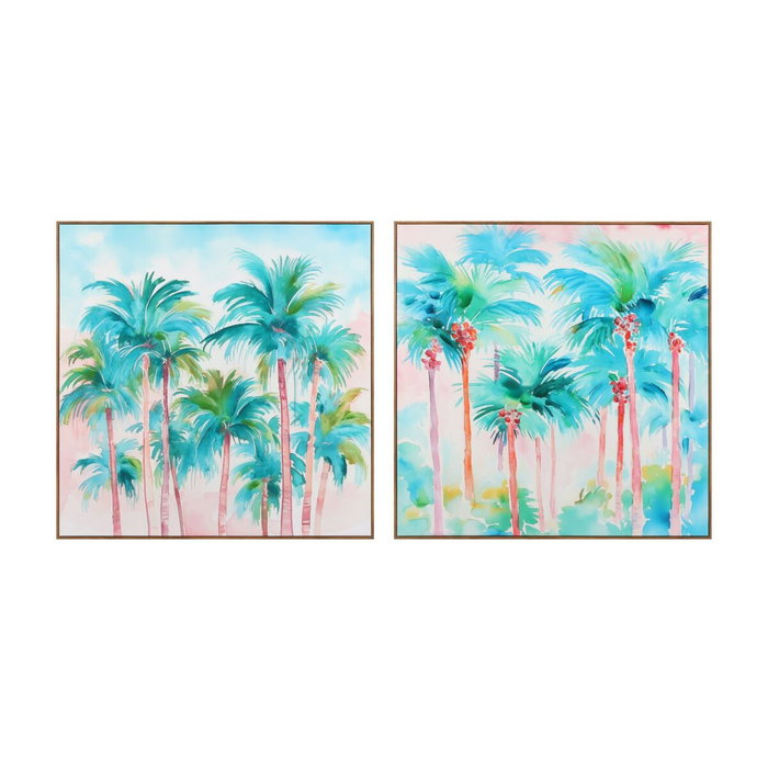 Home ESPRIT Toile Décorative Tropicale Palmiers 80 x 80 cm Home ESPRIT Toile Décorative Tropicale Palmiers 80 x 80 cm