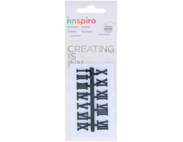 Innspiro Chiffres Romains en Plastique Noir Autoadhésifs 10mm