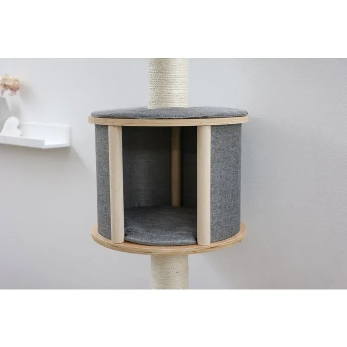 Kerbl - Arbre à chat mural compact avec niches, surfaces de repos et poteaux sisal - 168 cm - Modèle Tofana - Gris