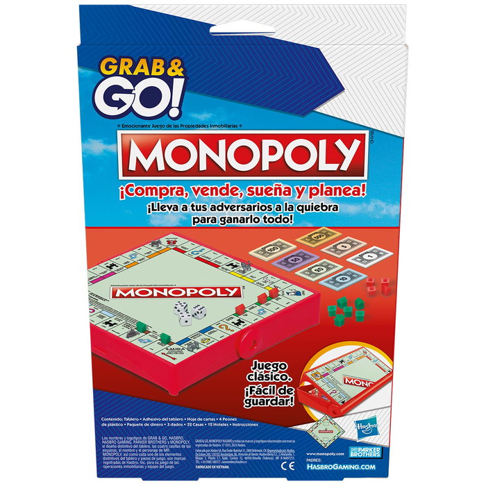 Hasbro Games Monopoly Voyage Édition Compacte Portable Jeu de Société F8256 - Version Espagnole - À Partir de 8 Ans