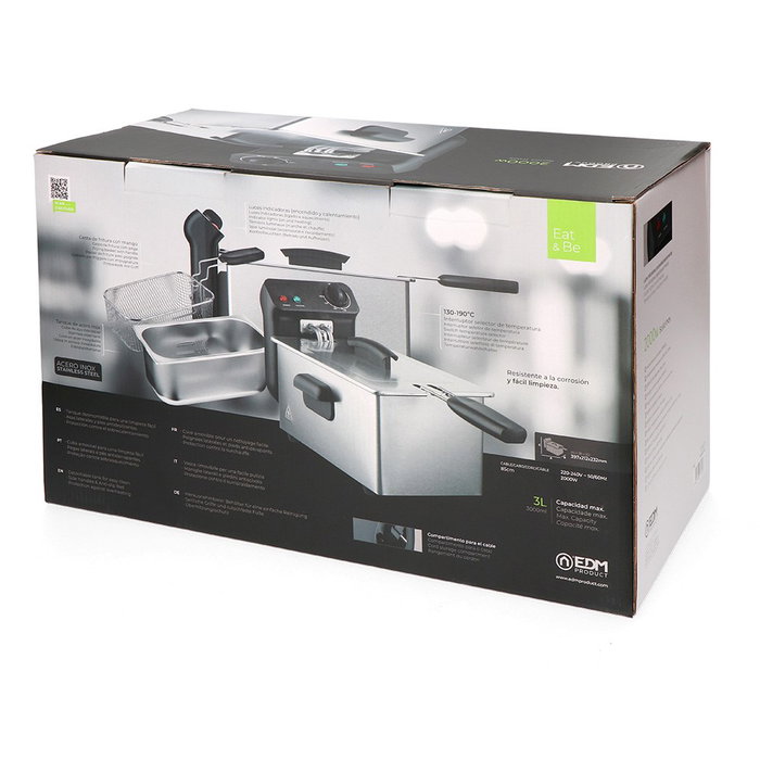 Edm Solid inox, Friteuse en acier inoxydable 3 L, 2000 W