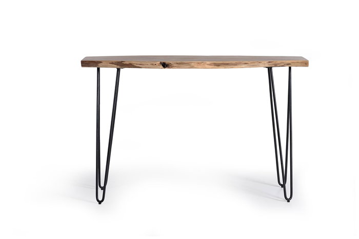 GINER Y COLOMER Console en Bois d'Acacia Massif avec Pieds en Métal Noir - Dimensions 120x35x76 cm, Naturel