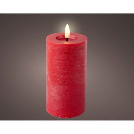 Lumineo Bougie LED rouge à surface rustique