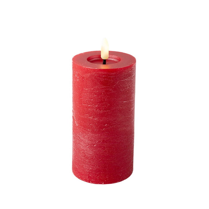 Lumineo Bougie LED rouge à surface rustique