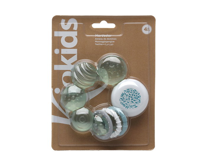 KioKids Mordedor De Frío Sage - Mordedor réfrigérable pour bébé de +3 mois, collection Honey, vert sauge, soulage les douleurs de dentition, polipropylène et eva