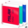Lot de cahiers Milan Multicouleur A5 80 Volets 3 Pièces (6 Unités)
