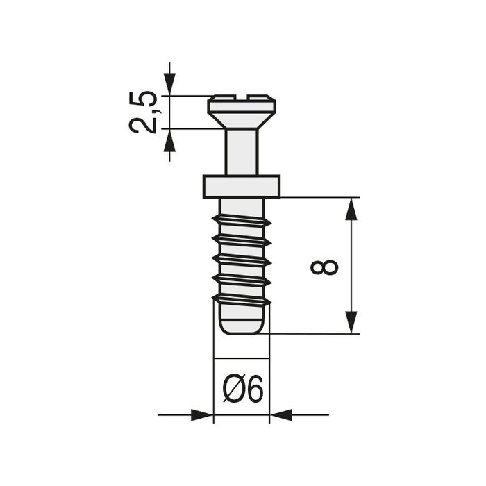 HERRAJES ALK Vis support cazoleta Ø6x8mm zingué (16,5mm) HERRAJES ALK Vis support cazoleta Ø6x8mm zingué (16,5mm)