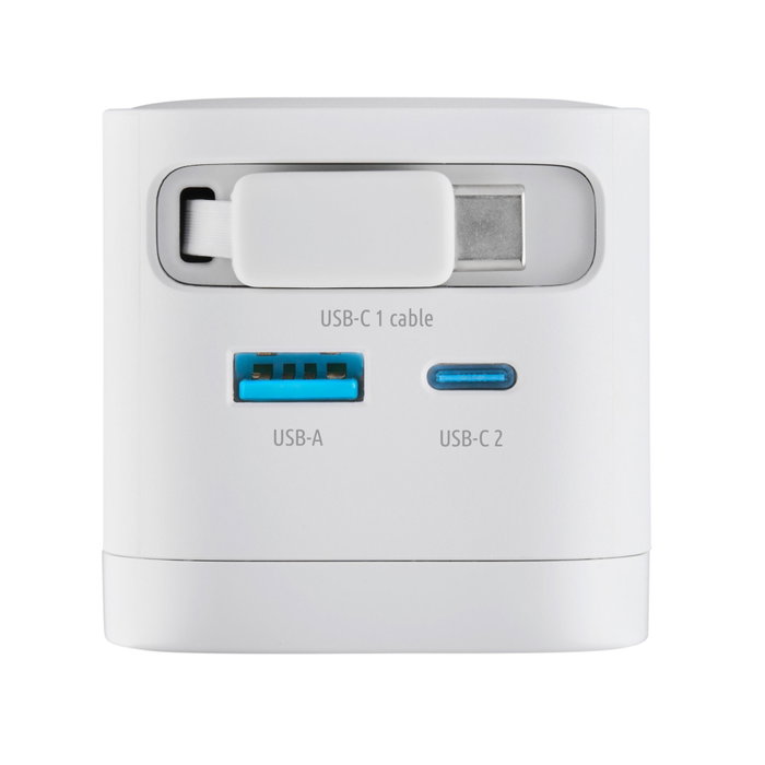 Intenso W65ACIC Chargeur Mural GaN 65W avec Câble Rétractable