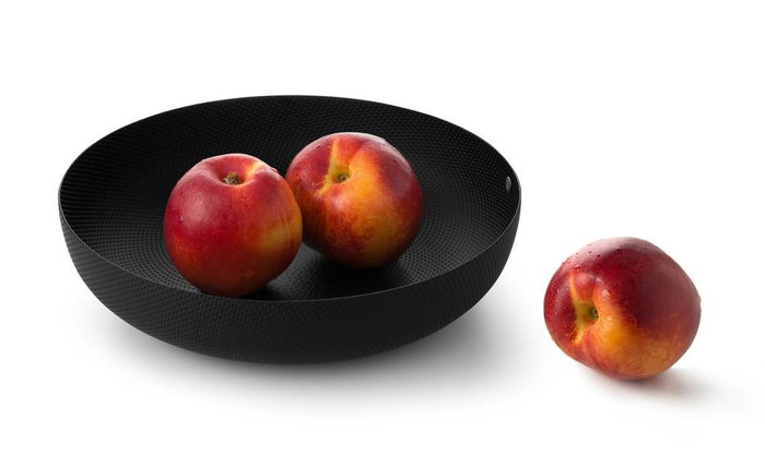 Alessi - Cesto JM17/21 - Cesta ronda minimalista en acier y resina negra de 21cm, diseñada por Jasper Morrison