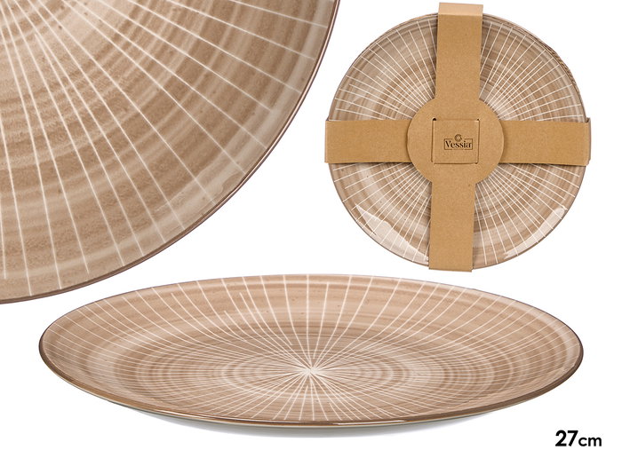 Vessia Assiette Plate Rayures Marron 27 cm (Set de 24) Vessia Assiette Plate Rayures Marron 27 cm (Set de 24)