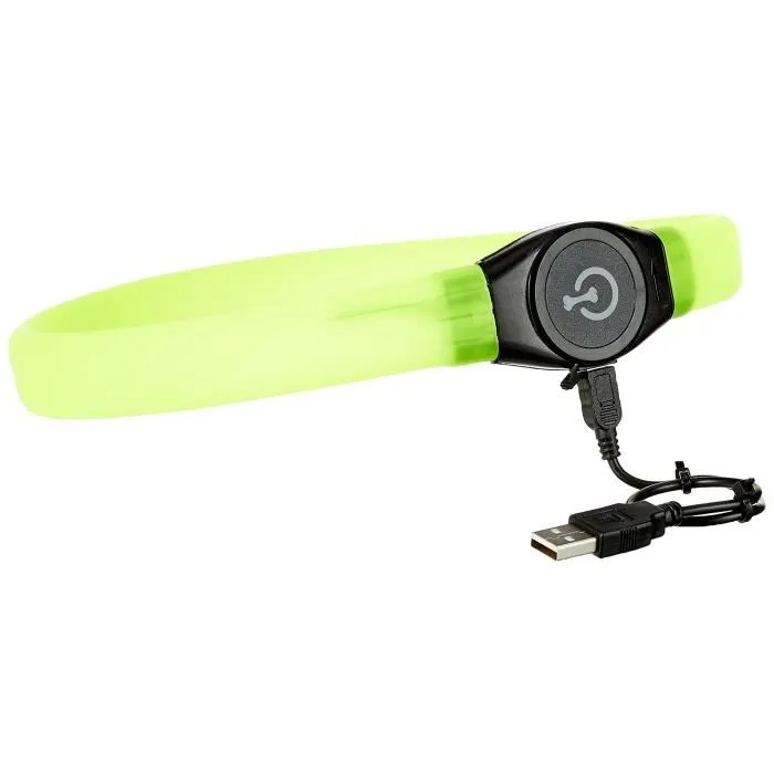 Kerbl Collier LED Rechargeable USB pour Chien Maxi Safe, 2 Modes (Clignotant/Fixe), Vert, Longueur Ajustable 65 cm, Largeur 10 mm, Imperméable IPX7