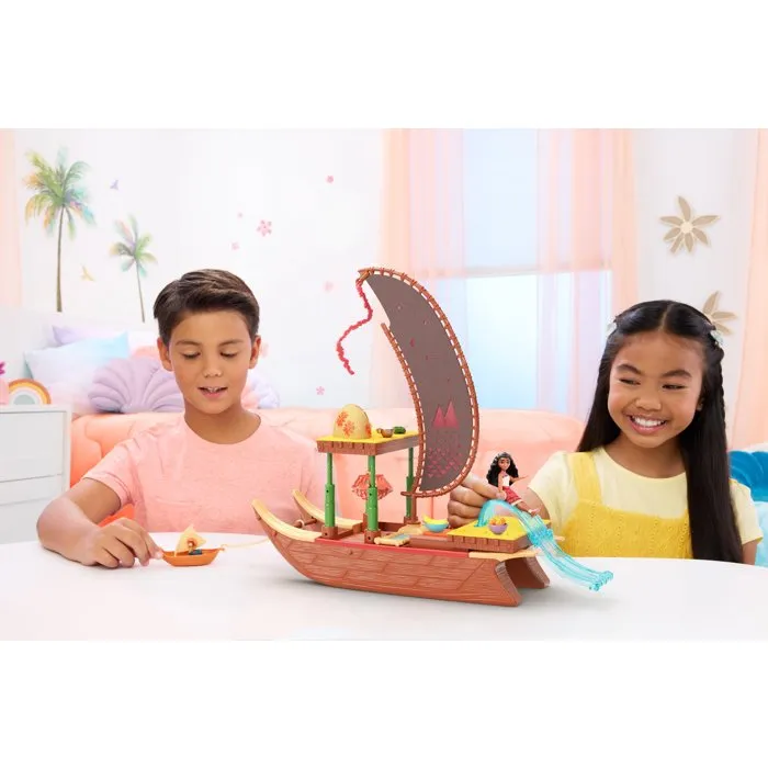 MATTEL Disney Vaiana 2 La Pirogue de Vaiana avec Poupée Vaiana et HeiHei le Poulet JBT78