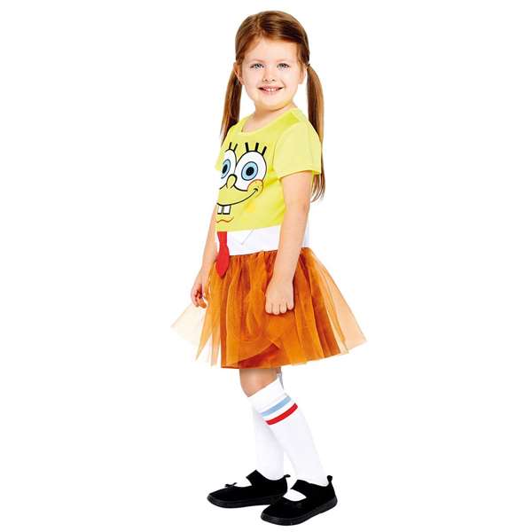 Liragram Déguisement Spongebob Robe pour Fille 4-6 Ans - Costume Bob l'Éponge Personnage Enfant