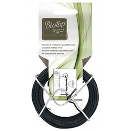 Biotop Fil métallique plastifié vert pour jardin, Ø1 mm x 50 m, fixation plantes