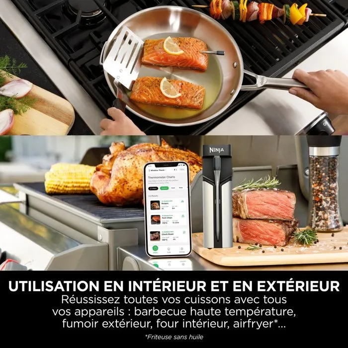 Ninja Thermosonde connectée sans fil WP100EU ProChef - Bluetooth/Wi-Fi - Cuisson et grill