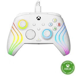 Turtle Beach - Manette de jeu RGB Afterglow Wave - Compatible Xbox Series X|S, Xbox One et PC - Filaire - Éclairage personnalisable et gâchettes ajustables - Blanc