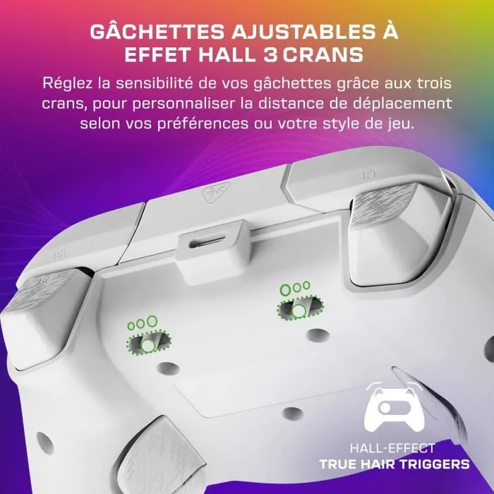 Turtle Beach - Manette de jeu RGB Afterglow Wave - Compatible Xbox Series X|S, Xbox One et PC - Filaire - Éclairage personnalisable et gâchettes ajustables - Blanc