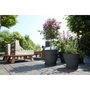 Elho Lot de 2 pots de fleurs ronds Vibia Campana et soucoupes Loft, 22 L, Anthracite