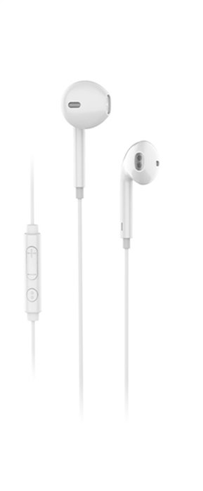 ELBE AU-B15-MIC Écouteurs intra-auriculaires avec micro et contrôle de musique et appel, couleur blanc - Compatible avec les smartphones