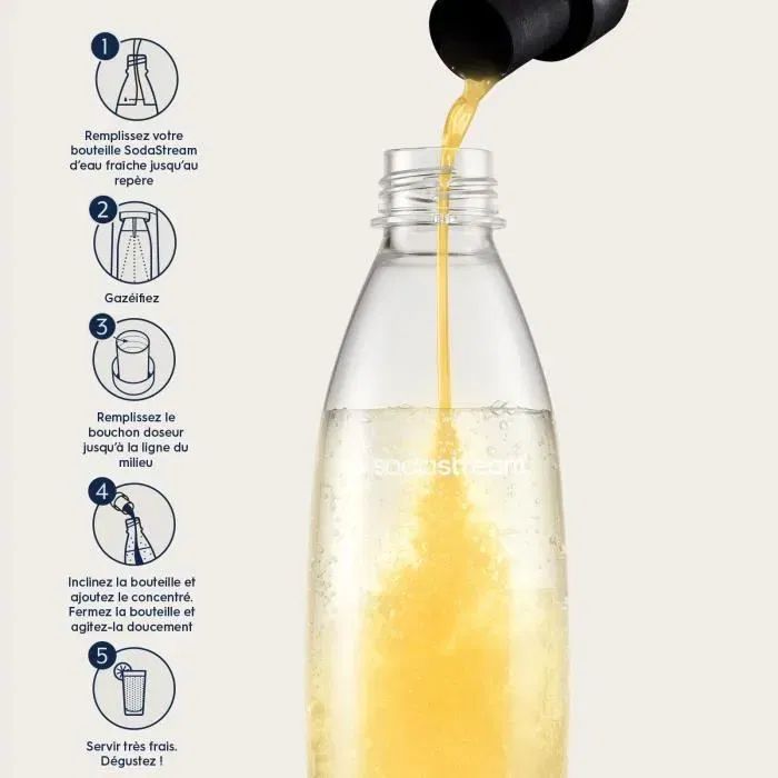 SodaStream Concentrés - Lot de 6 concentrés Citron sans sucre - Préparez jusqu'à 54L de boissons - Flacon de 440 ml