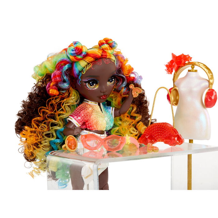 MGA - Poupée Rainbow High Iris Crystal Fashion, Kit Créatif 6 Accessoires DIY en Résine avec Outils, Âge +8 Ans