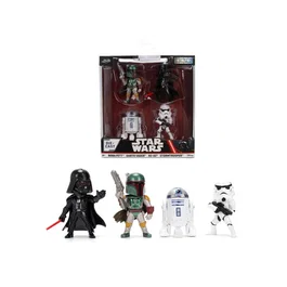 Jada Toys - Figurines Star Wars Metalliques 6 cm - Set de 4 Personnages : Dark Vador, R2-D2, Stormtrooper, Boba Fett - Licence Officielle - Pour Enfants 8 Ans et Plus