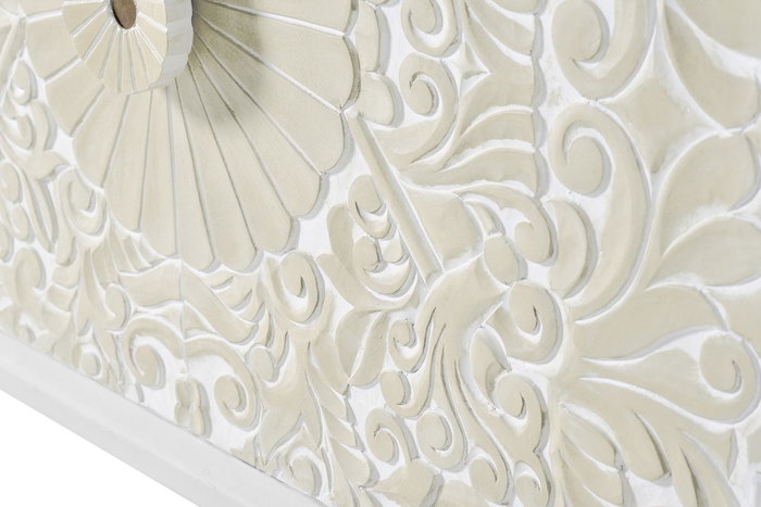 GINER Y COLOMER Buffet console 2 portes en bois de manguier massif blanc lave et détails dorés - Artisanal (77x90x35 cm)