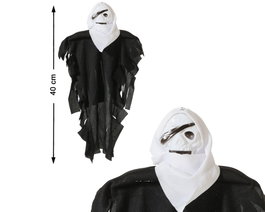 Atosa Déguisement de Fantôme avec Cape Noire et Masque Blanc