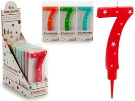Arte Regal Bougie Anniversaire Chiffre 7 Assortiment Couleurs 1x17x8 cm (Set de 36)