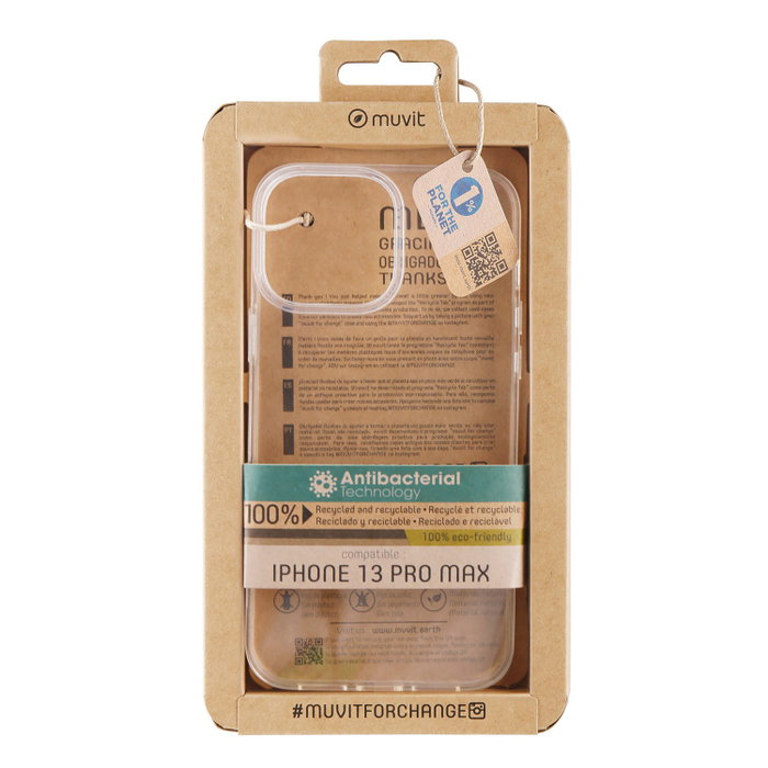 Muvit Coque Recycletek pour Apple iPhone 13 avec Technologie Antibactérienne Muvit Coque Recycletek pour Apple iPhone 13 avec Technologie Antibactérienne