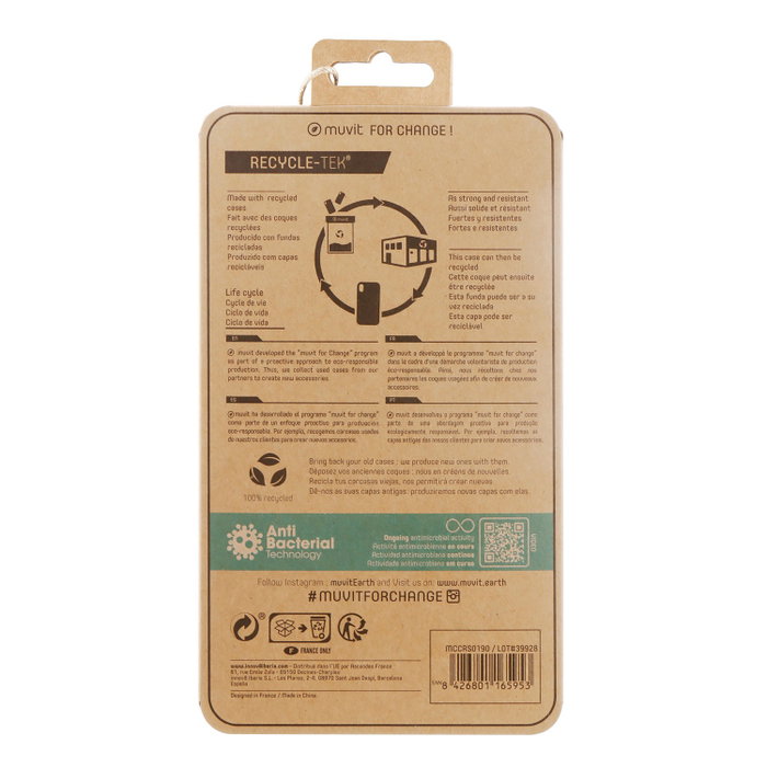 Muvit Coque Recycletek pour Apple iPhone 13 avec Technologie Antibactérienne Muvit Coque Recycletek pour Apple iPhone 13 avec Technologie Antibactérienne
