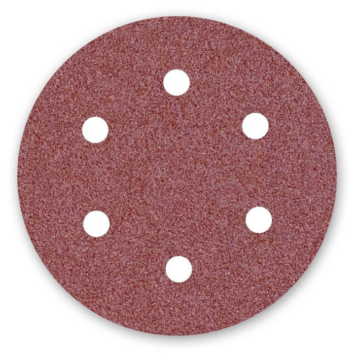 FLEXOVIT - Disque abrasif Velcro corindon grain 60, 150 mm, 6 trous, pour ponçage FLEXOVIT - Disque abrasif Velcro corindon grain 60, 150 mm, 6 trous, pour ponçage