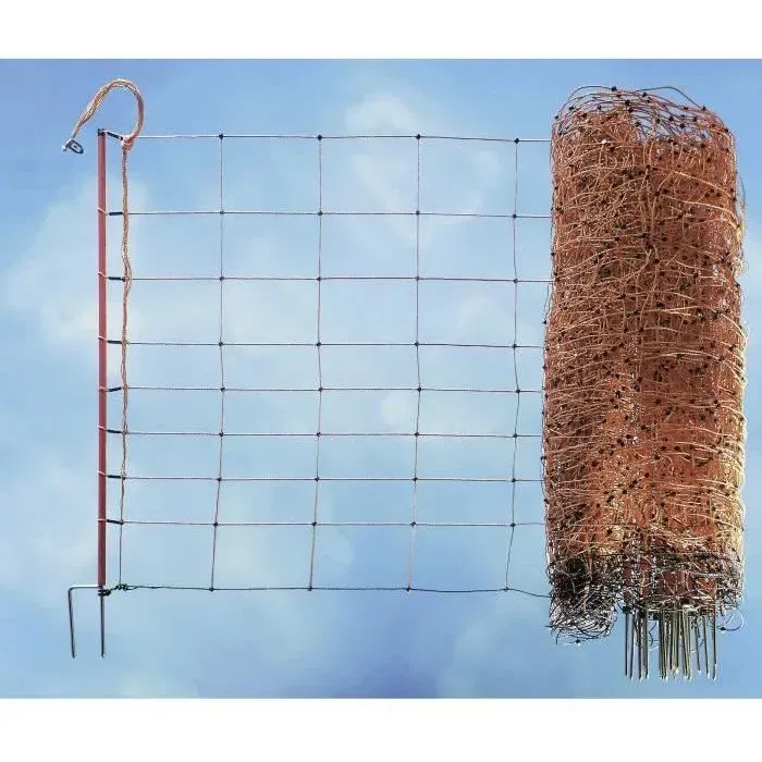 Kerbl OviNet - Filet électrifiable pour moutons et ovins - 14 piquets PVC - 50 m * 90 cm - 8 lignes conductrices en inox