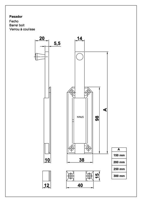 AMIG Pasador Ltdo.Barniz 200/200Mm