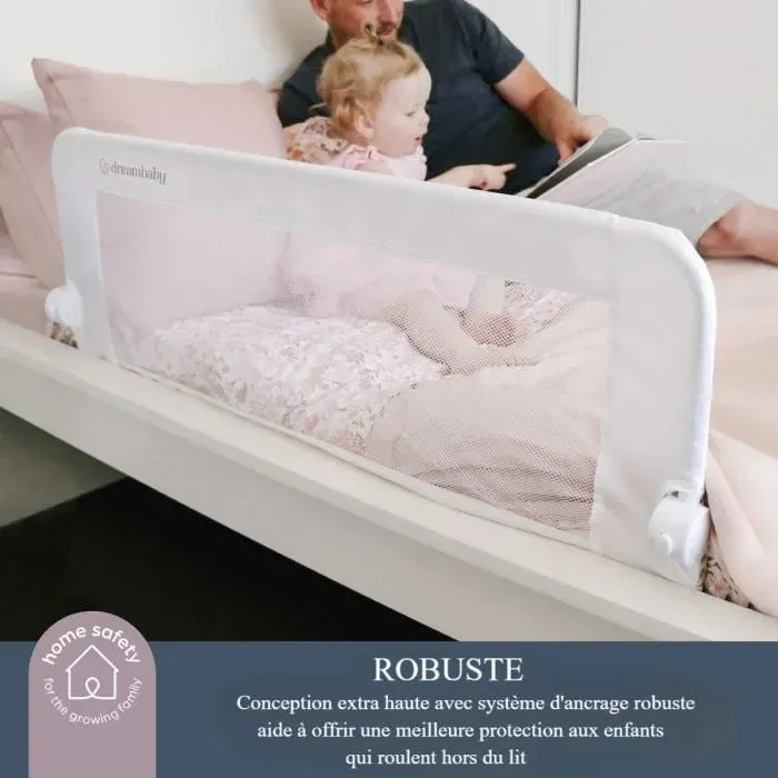 Dreambaby Barrière de lit Maggie pour lits encastrés et plats, 110 cm de large, 50 cm de haut, sécurité enfant transition du berceau Dreambaby Barrière de lit Maggie pour lits encastrés et plats, 110 cm de large, 50 cm de haut, sécurité enfant transition du berceau