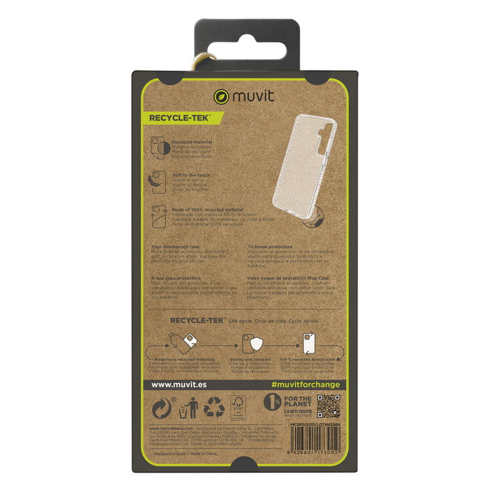 Muvit for Change Coque Recycletek Shockproof 3m pour Samsung Galaxy S24 Transparent