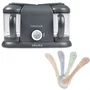 Beaba Babycook Duo Gris foncé - Pack Robot cuiseur 6-en-1 avec lot de cuillères silicone 1er âge