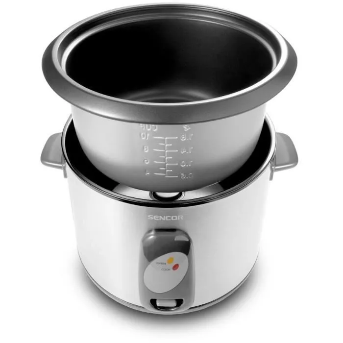 Sencor Cuiseur à Riz SRM 1800SS, Cuiseur Automatique 1,8 L (1,5 kg) Inox, Puissance 700 W, Couvercle Verre, pour Tout Type de Riz