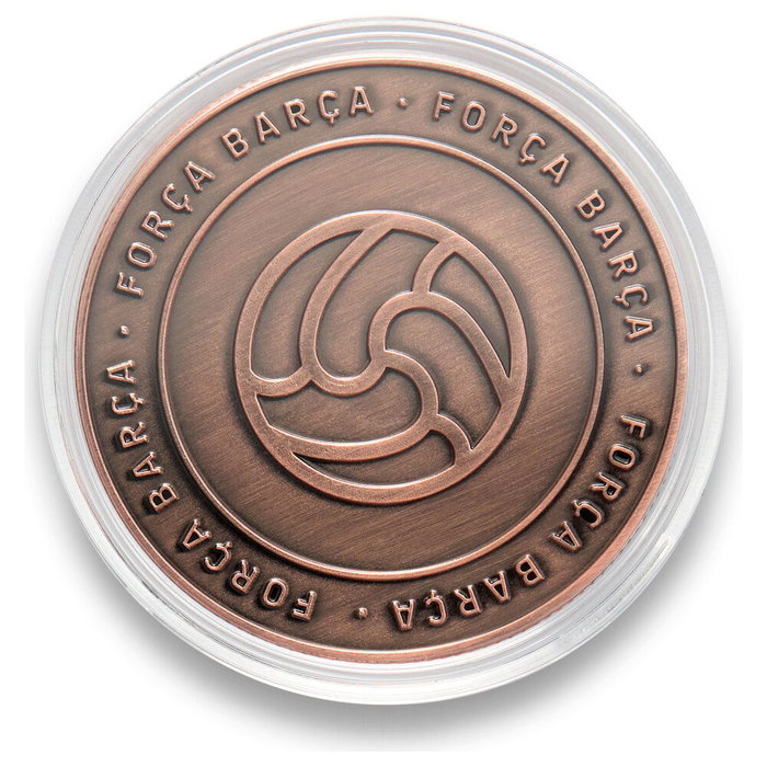 MOCILAB - Monnaie officielle Força Barça du FC Barcelona en cuivre - Zamak - Ø 4 cm - Sous capsule - Objet de collection