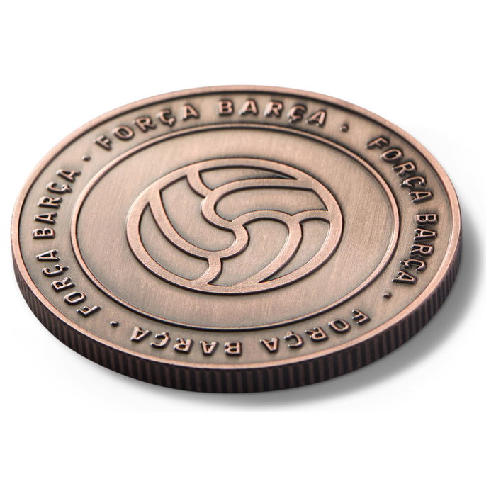 MOCILAB - Monnaie officielle Força Barça du FC Barcelona en cuivre - Zamak - Ø 4 cm - Sous capsule - Objet de collection