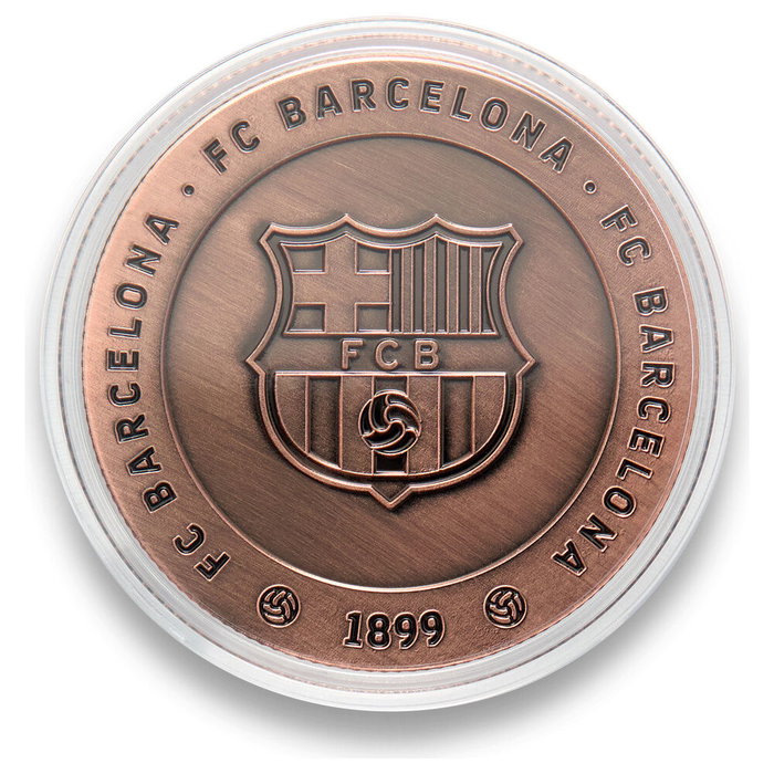MOCILAB - Monnaie officielle Força Barça du FC Barcelona en cuivre - Zamak - Ø 4 cm - Sous capsule - Objet de collection